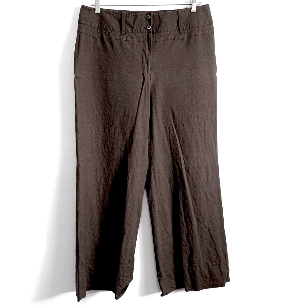 Lane Bryant Brown Linen Blend Wide Leg Pants
